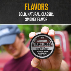 BACC OFF opened can showing interior label and moisture level for easy portioning