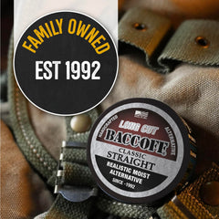 BACC OFF long cut strands close-up texture highlighting packability and natural mouthfeel