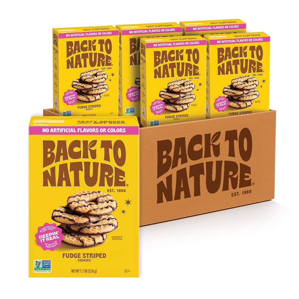 Back to Nature front packaging showing plant-based cookies and labeling benefits