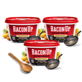 Bacon Up front packaging showing tub and label for easy identification and storage