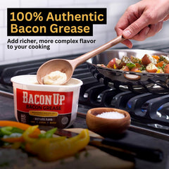 Bacon Up open tub close-up texture showing smooth, triple-filtered rendered fat