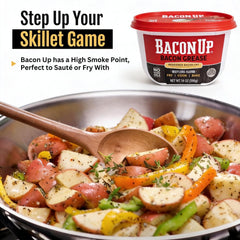 Bacon Up spread on griddle while cooking an egg for nonstick and flavor