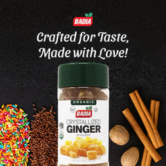 Badia close-up of crystallized ginger chunks highlighting chewy texture and natural zing