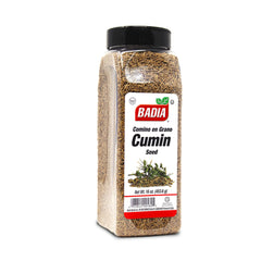 Badia front packaging displaying 16 oz cumin seeds and clear labeling for pantry
