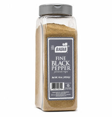 Badia jar front view showing label and resealable lid, convenient storage benefit