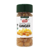 Badia organic crystallized ginger front packaging showing label and resealable bag benefit