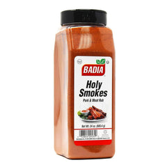 Badia jar front label showing 24 oz packaging and bold smoky flavor benefit