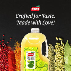 Badia lime juice pour closeup over glass, demonstrating smooth, pulp-free pour