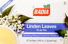 Badia linden leaves front packaging showing product and benefits