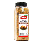 Badia poultry seasoning front label shows 22 oz jar and clear brand identity for pantry convenience