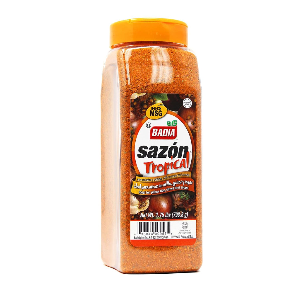 Badia front packaging showing label and 28 oz jar, adds convenience