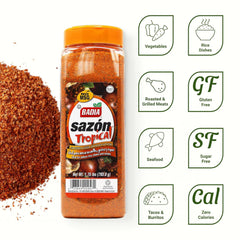 Badia spoon close-up of seasoning showcasing color and aroma boost
