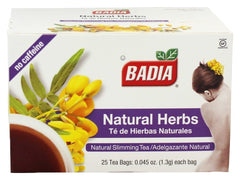 Badia tea bag close-up with visible herbal texture, consistent single-serve portions benefit