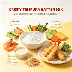 BAHWJCTO open pouch revealing powder, highlights easy-to-use pre-mixed batter