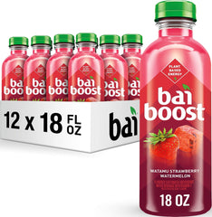 Bai front packaging showing Watamu Strawberry Watermelon flavor and 18 fl oz size for convenience