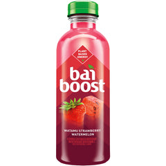 Bai label close-up highlighting caffeine, vitamin C and low sugar benefits