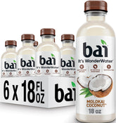 Bai Molokai Coconut front bottle shows brand and bold coconut flavor benefit
