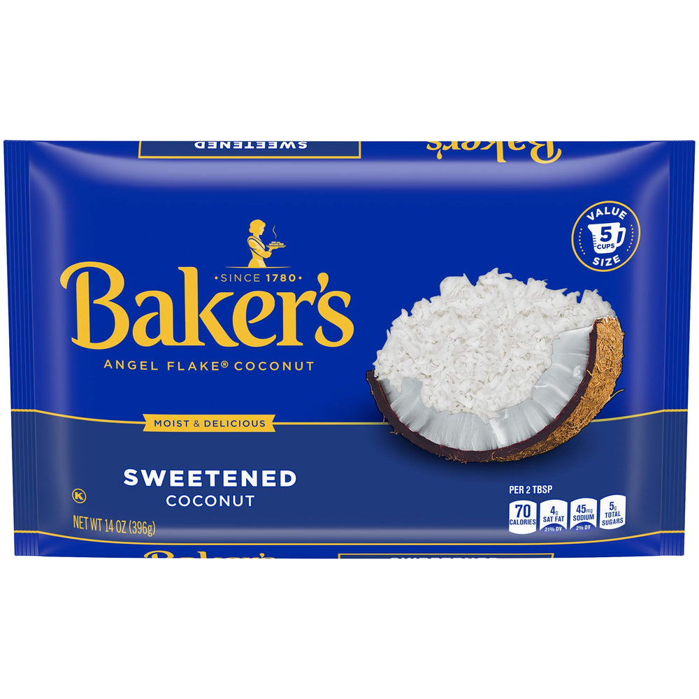 Baker's front package showing 14 oz bag and branding benefit convenience