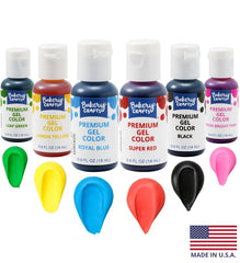Bakery Crafts front packaging showing vibrant six-color gel assortment for bold decorators