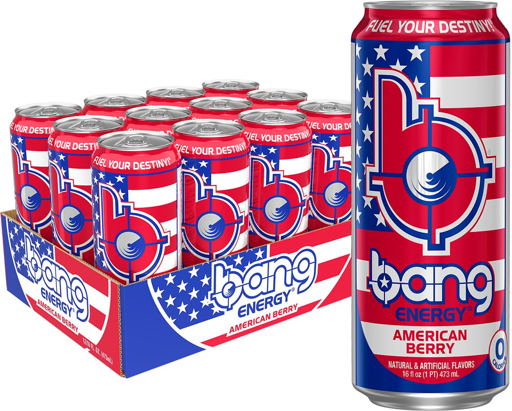 Bang American Berry front can showing bold patriotic design and shelf appeal
