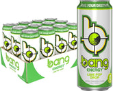 Bang front can showing lime pop drop label and vibrant color, clear flavor and sugar-free benefit