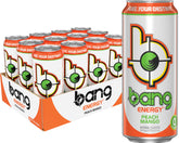 Bang front can of Peach Mango showing label and zero-calorie benefit