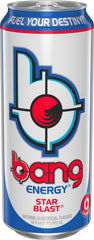 BANG Star Blast side label close-up highlighting ingredients and zero-sugar callout