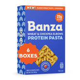 Banza box front view showing branding and protein benefit