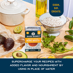 Bare Bones broth pouring into mug for a warm, protein-rich snack