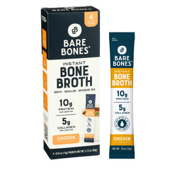 Bare Bones front packaging showing 4-pack and on-the-go benefit