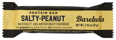 BAREBELLS bar front packaging showing salty peanut flavor and portable protein benefit