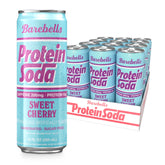 BAREBELLS front packaging showing cherry soda can and benefit of energy