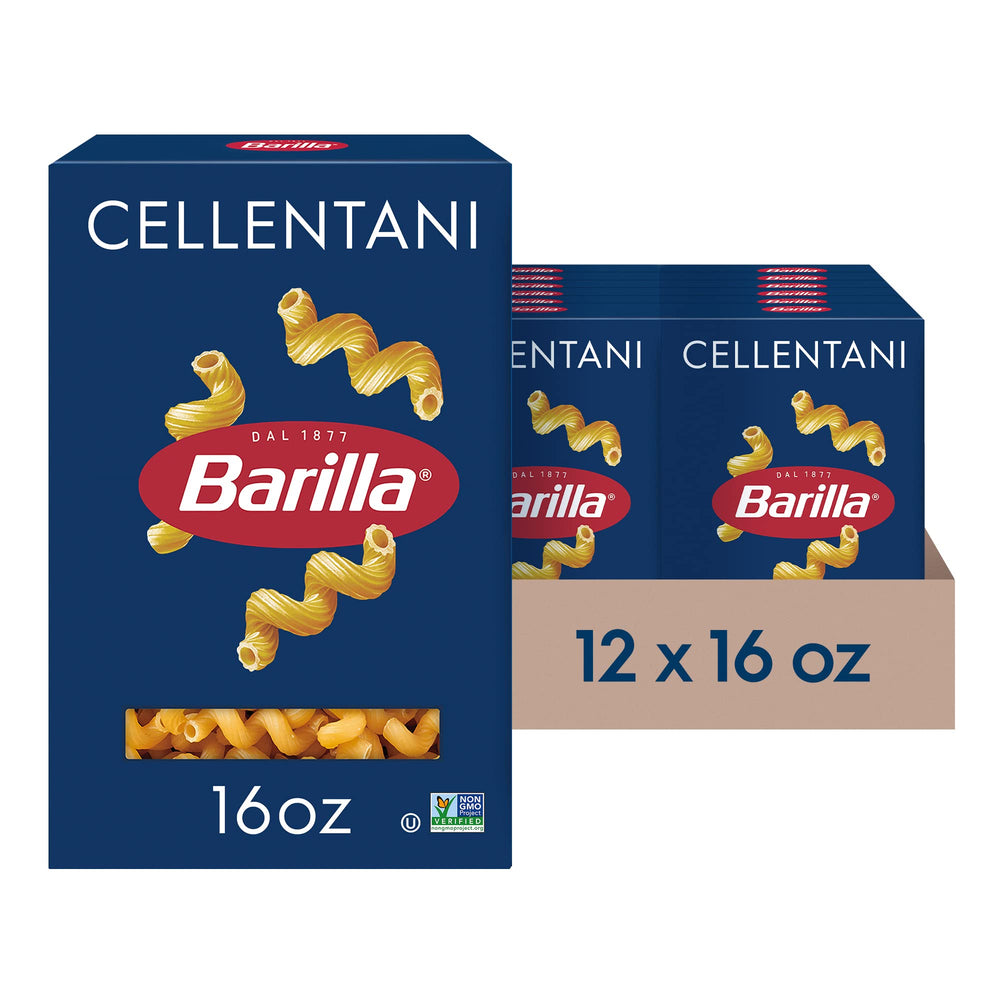 Barilla Cellentani front package showing brand and packaging benefit
