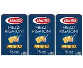 Barilla mezzi rigatoni front box showing brand and pack size, convenient pantry restock