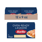 Barilla front box of oven-ready lasagne showing brand and convenience