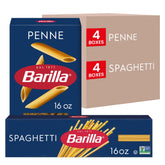 Barilla variety pack front packaging showing both penne and spaghetti benefits