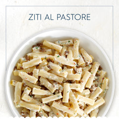 Barilla ziti open box with dry tubes visible, shows portion and storage benefit