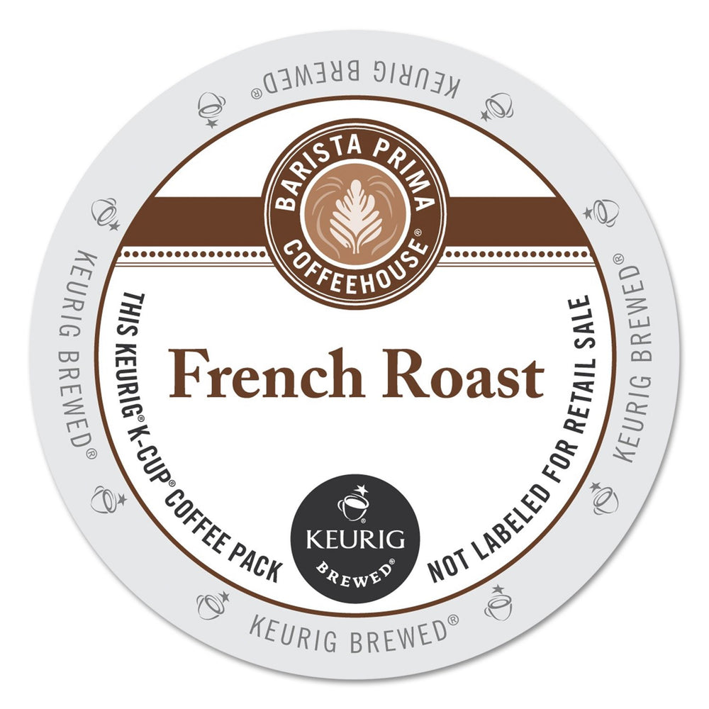 Barista Prima front packaging showing bold French Roast benefit: long-lasting supply