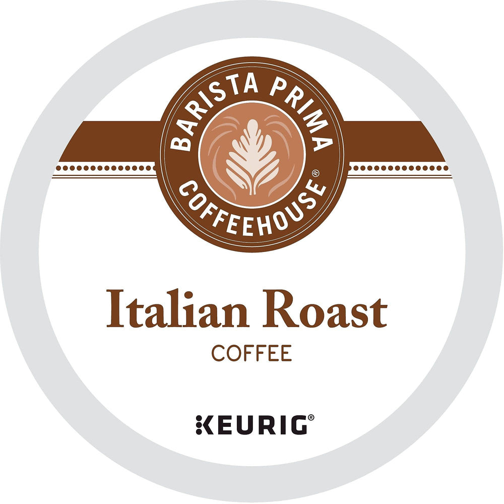 Barista Prima front packaging showing 96-count convenience and bold roast