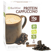 BariWise front packaging showing cappuccino packets and benefits