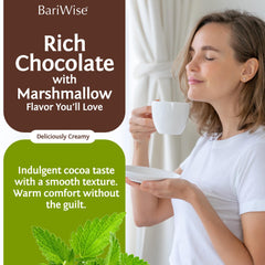Chocolate marshmallow detail on powder, adds authentic cocoa experience