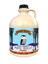 Barred Woods front packaging 64oz jug showing robust maple flavor benefit
