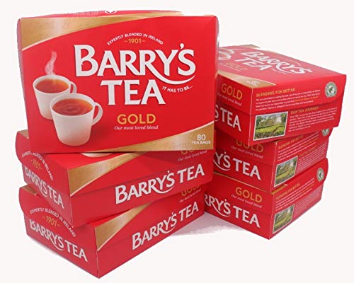 Barry's Tea front packaging of six 80 teabag boxes showing value and freshness