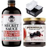 BARTENDER'S SECRET SAUCE front packaging showing kit contents and organic label benefits