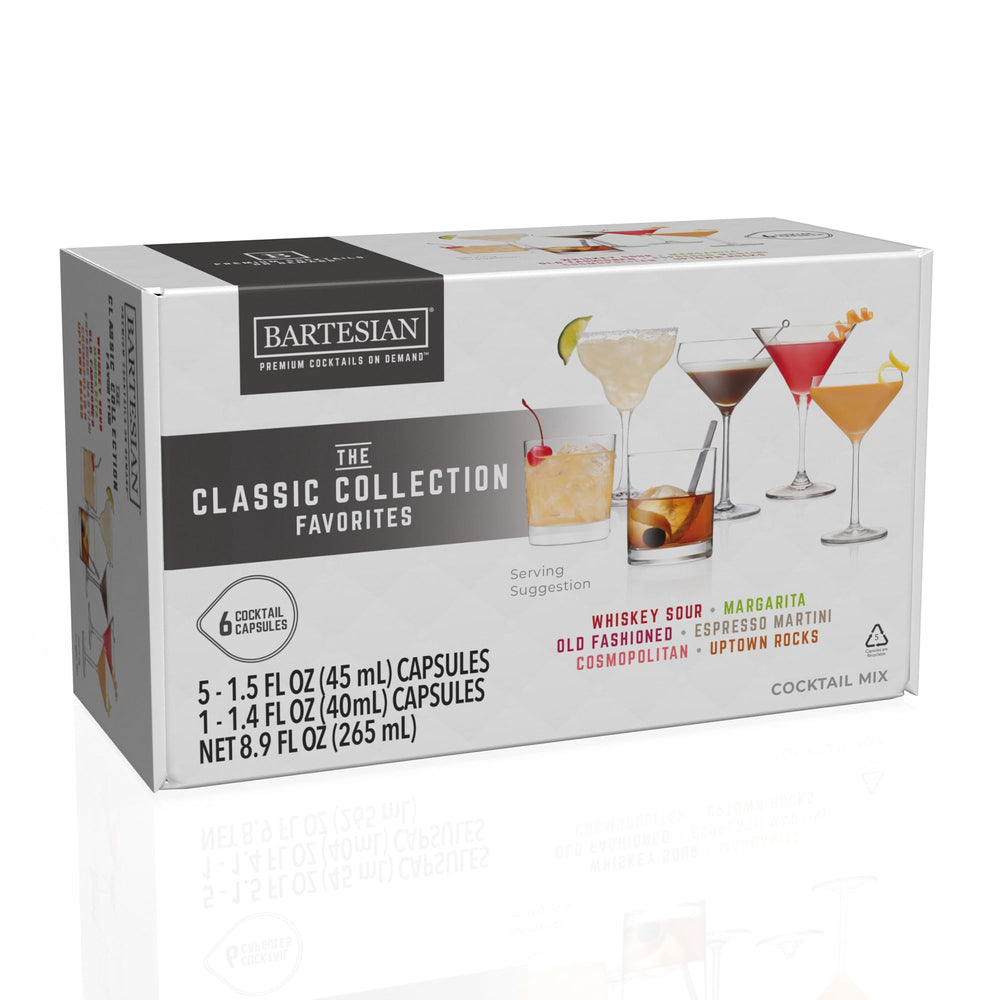 Bartesian front packaging showing six classic capsules and variety benefits