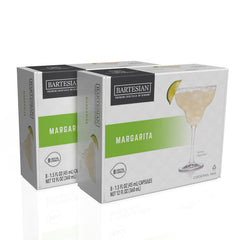 Bartesian front packaging margarita capsules shows pack and freshness date, easy serving