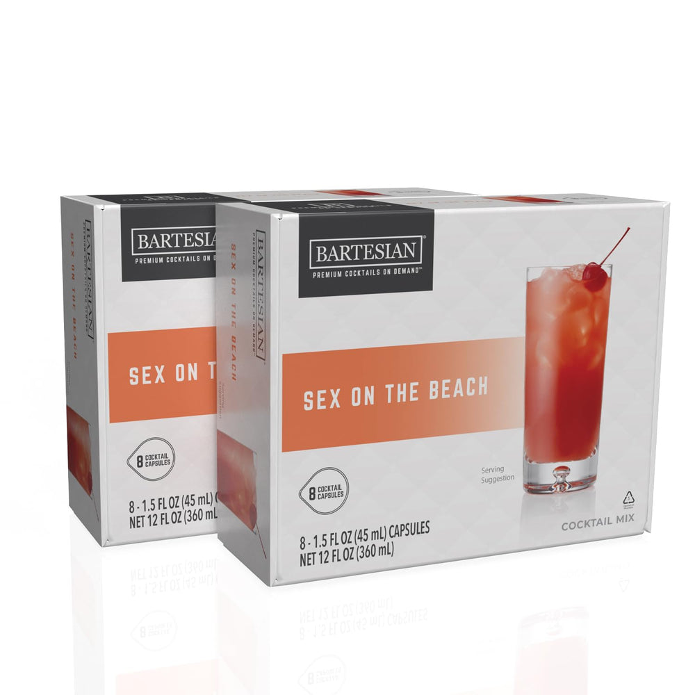 Bartesian front packaging showing 16-pack Sex on the Beach capsules and convenience