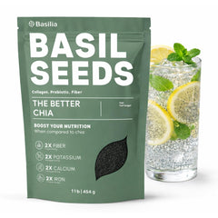 Basilia front packaging showing 1 lb bag and branding benefits