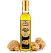 Basso bottle front view showing elegant truffle oil packaging and gourmet appeal