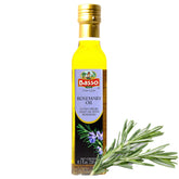Basso bottle front view showing rosemary-infused oil and premium presentation benefit